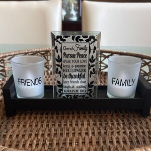 Black and White Family and Friends Candle Holder Set